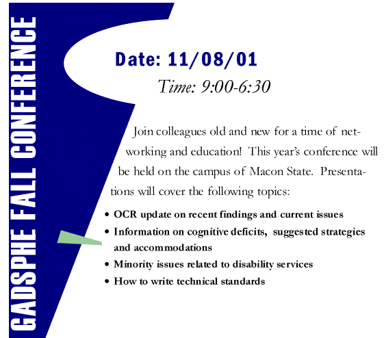 Information about the Fall 2001 conference